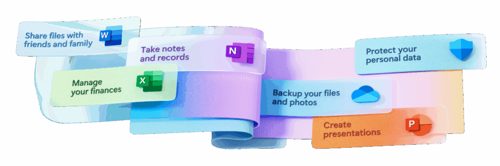 Microsoft 365 applications banner with a collection of their application logos