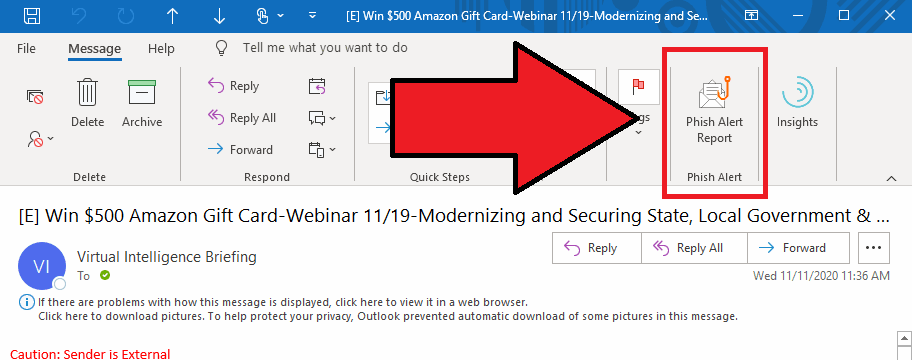 How to Spot a Phishing Email in Under 30 Seconds email phishing alert icon, usually looks like a hook with a 'report phishing' button text